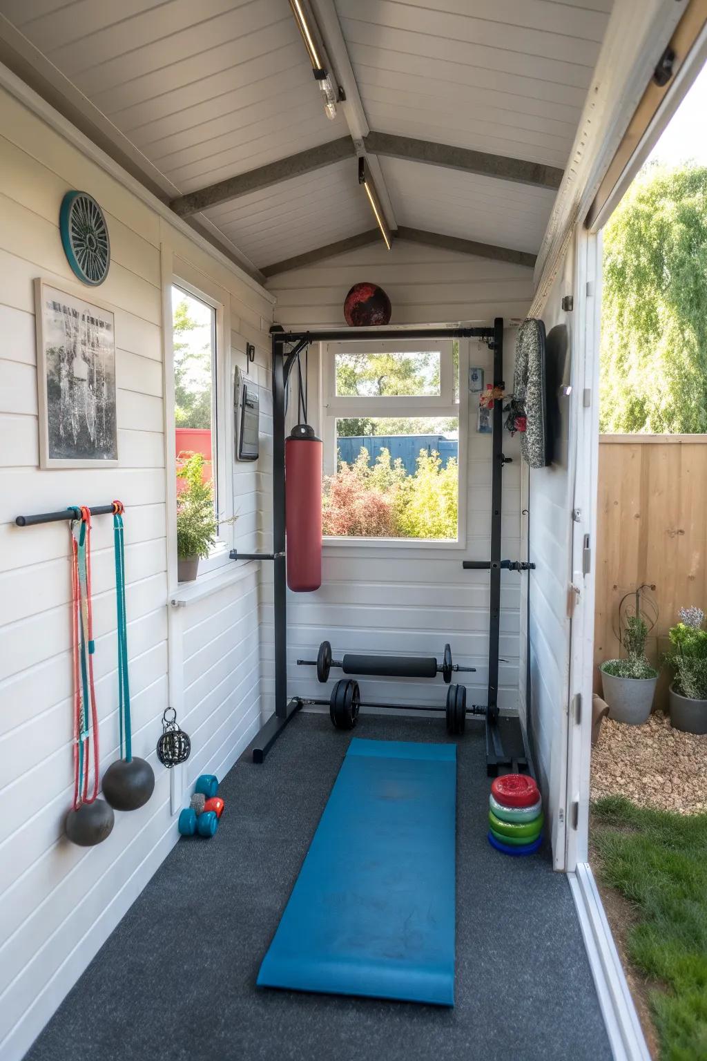 Stay fit with a personal gym in your shed.