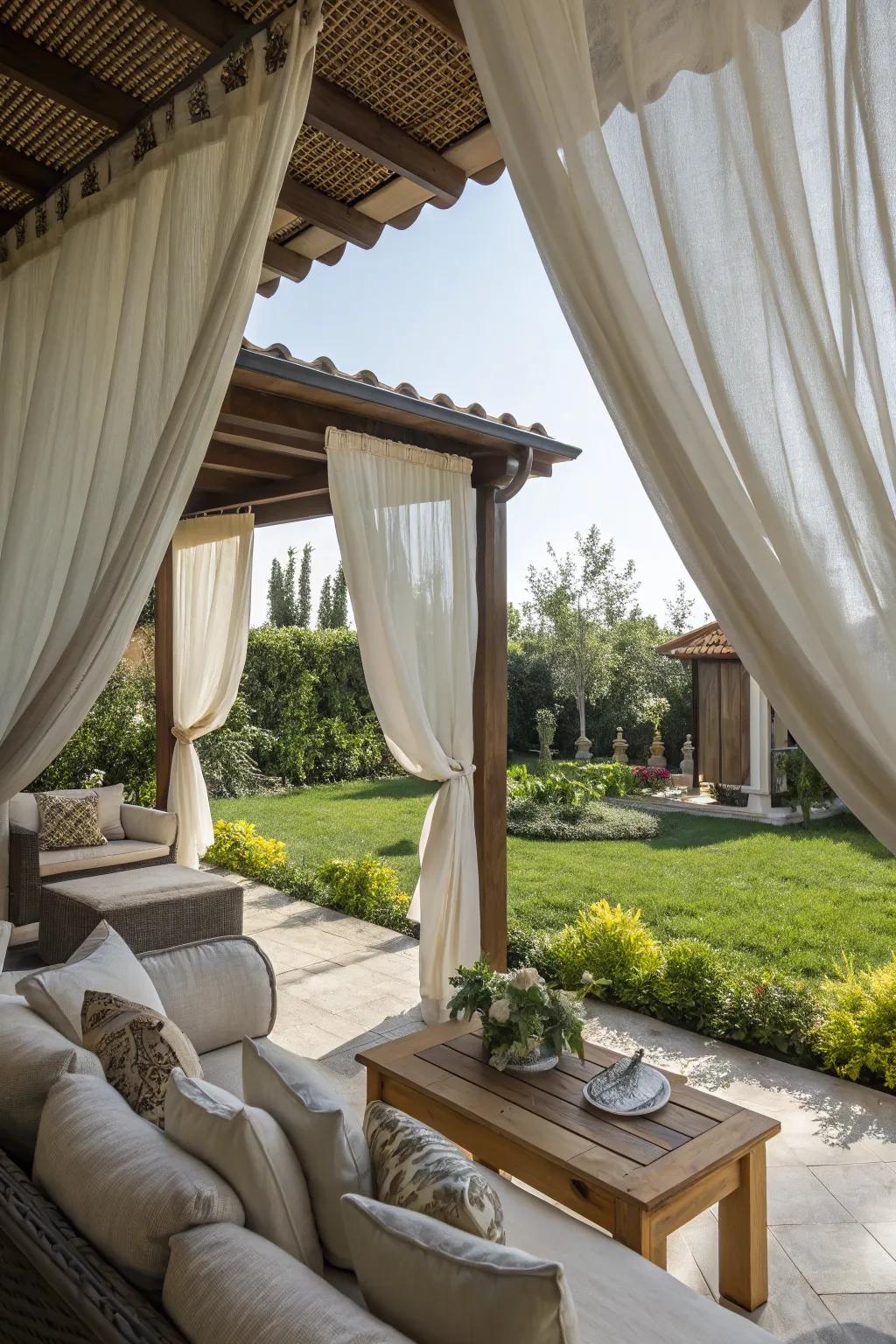 Outdoor curtains add elegance and privacy to your space.