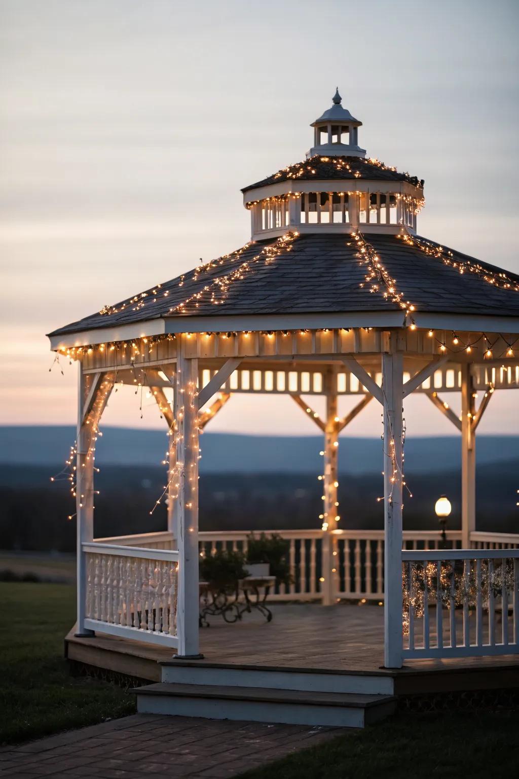 Highlight your gazebo with elegant string lights.