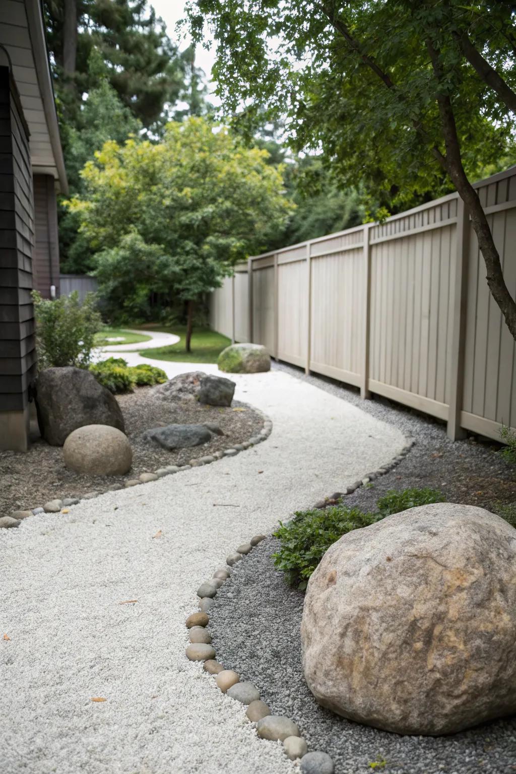 Minimalist gravel and stone design for a modern look.
