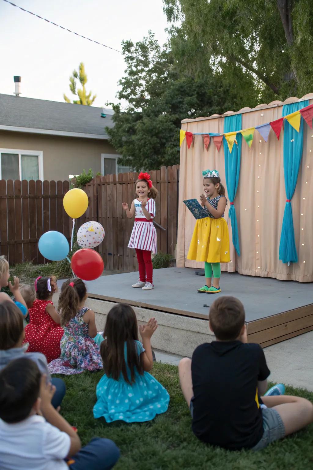 A stage for backyard performances and endless creativity.