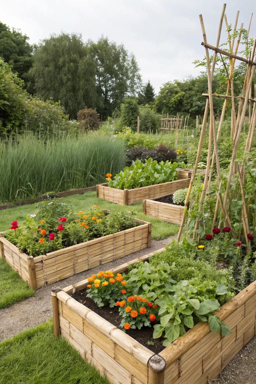 Bamboo beds provide sustainability and a tropical vibe.