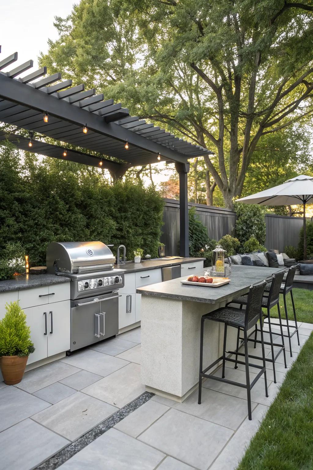 An outdoor kitchen is perfect for culinary adventures.