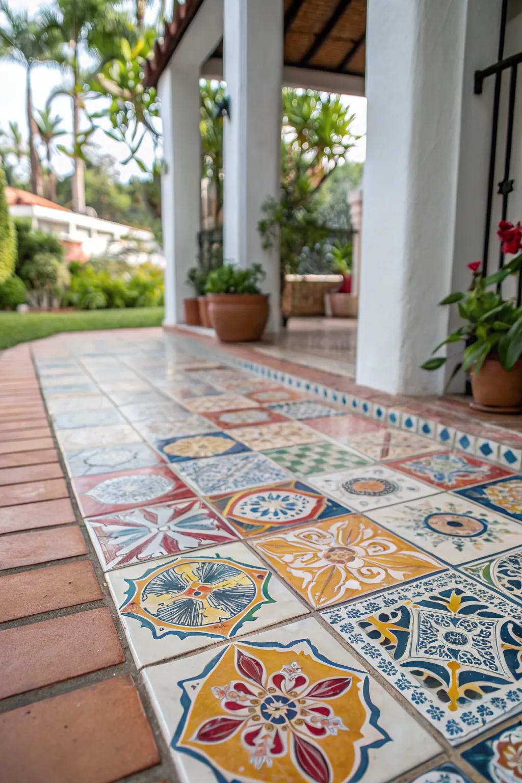Ceramic tiles add vibrancy and durability to outdoor patios.