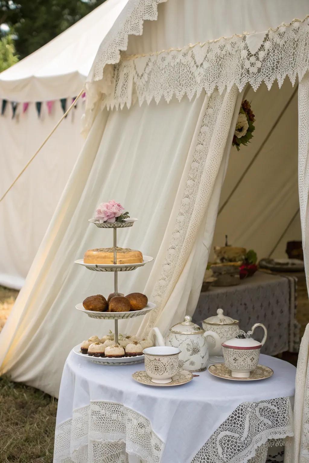 Sip tea in timeless elegance with a vintage high tea theme.