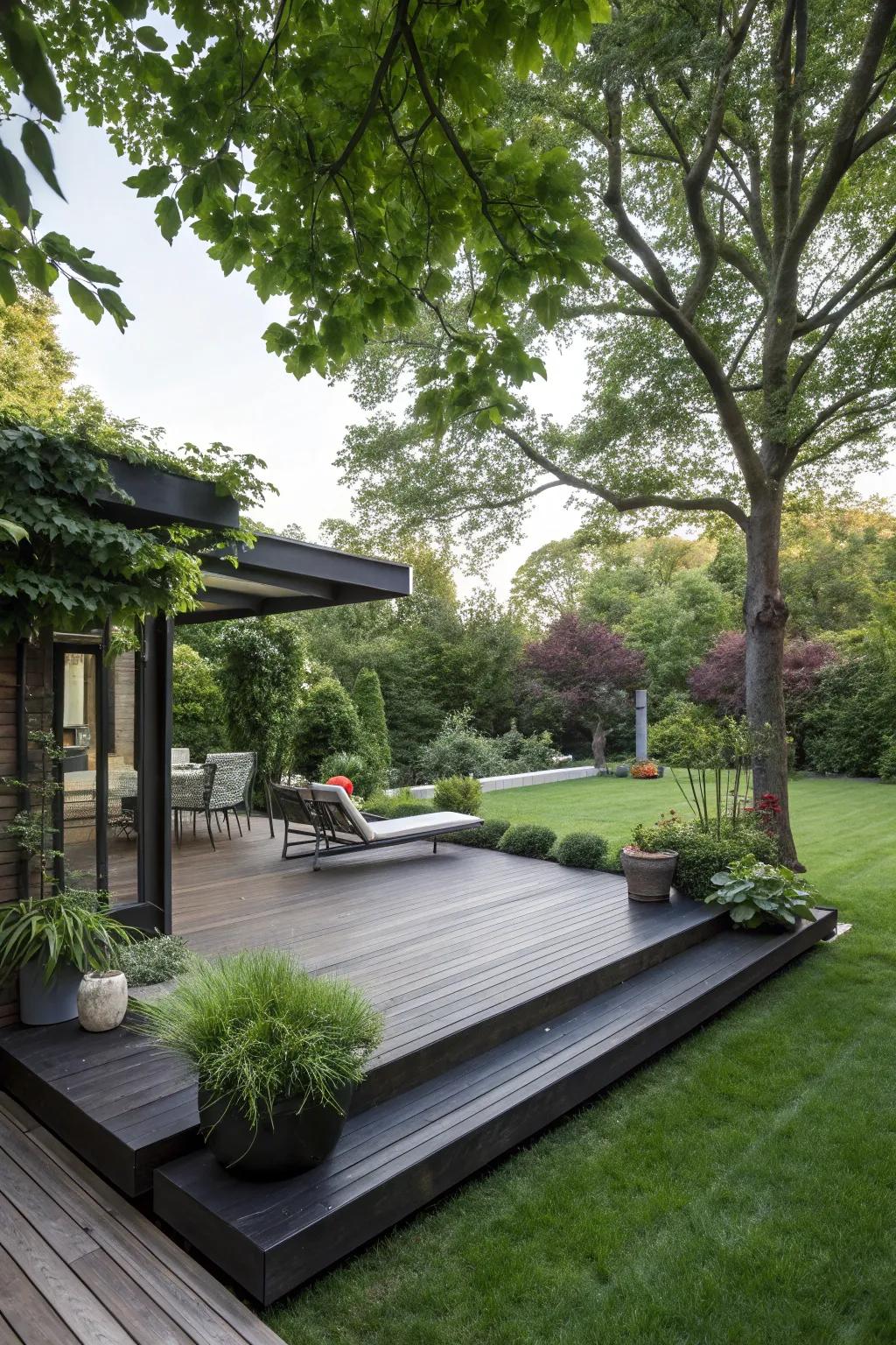 Add a modern touch with a sleek floating deck.