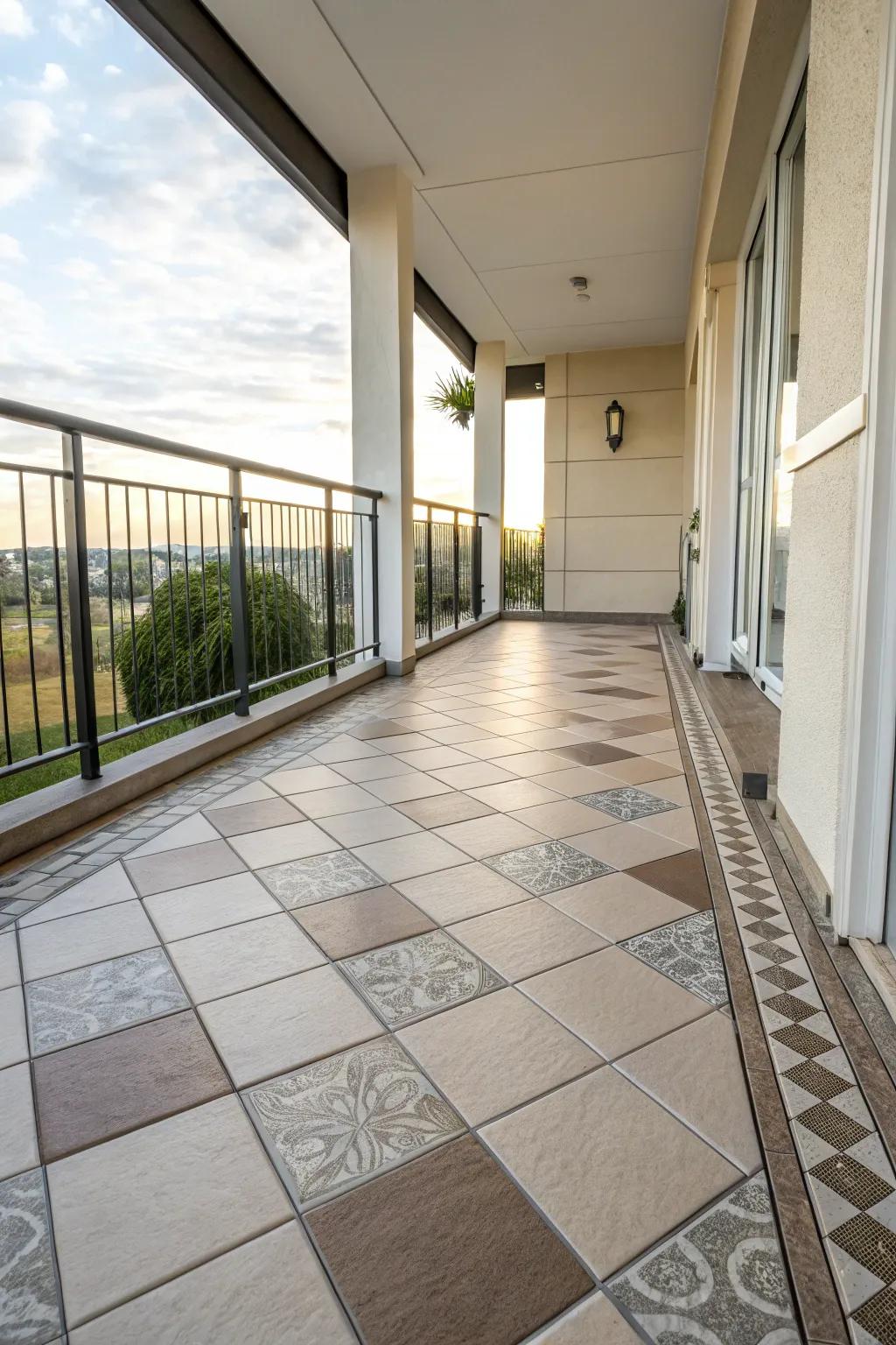 Durable flooring enhances the balcony's style and longevity.
