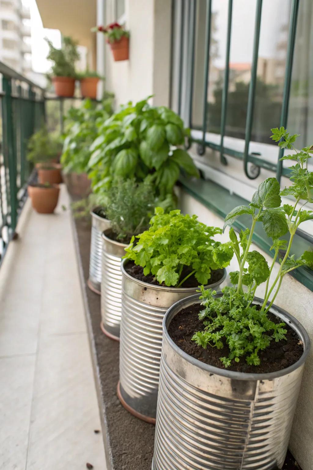 Tin can planters offer a charming and sustainable garden option.