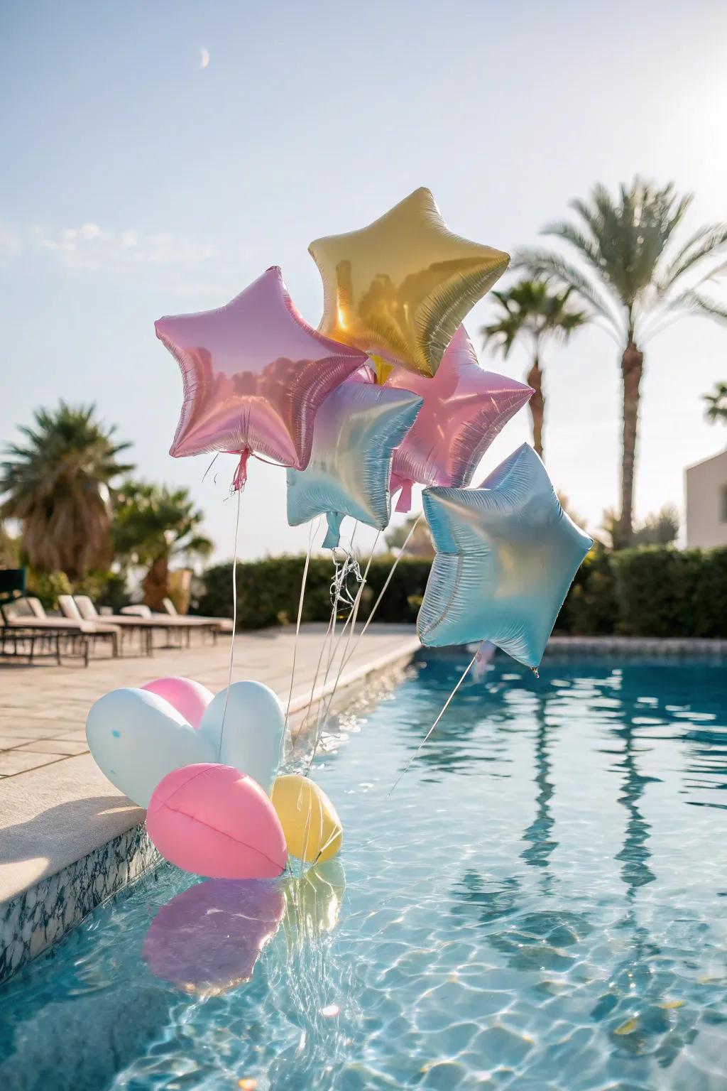 Whimsical shapes bring character and joy to poolside decor.