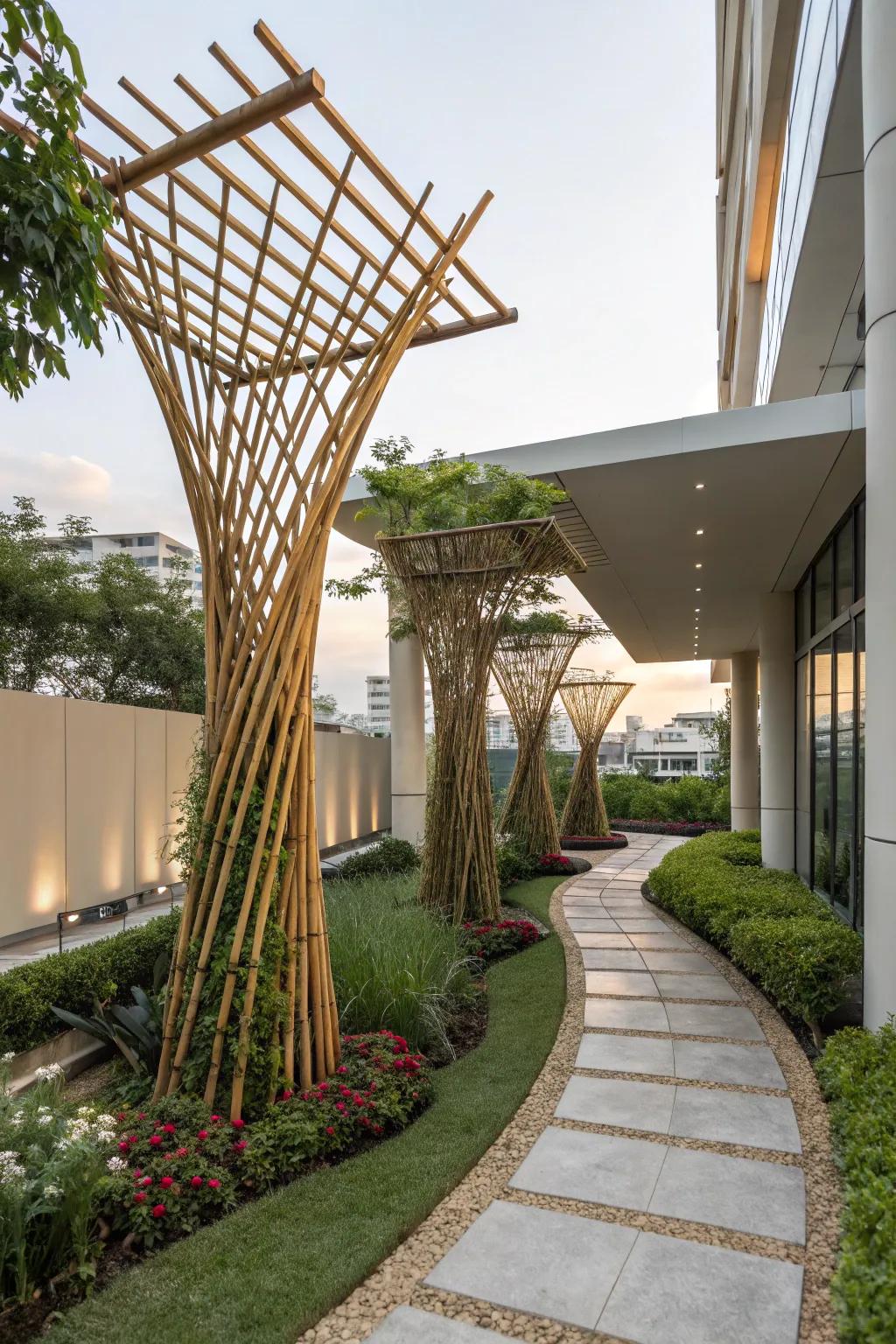 Unleash creativity with a bamboo art trellis.