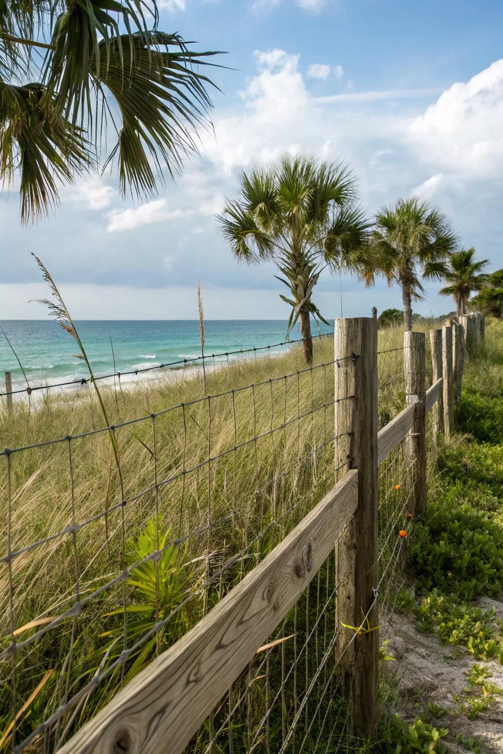 Enhance views with a hog wire and wood fence.