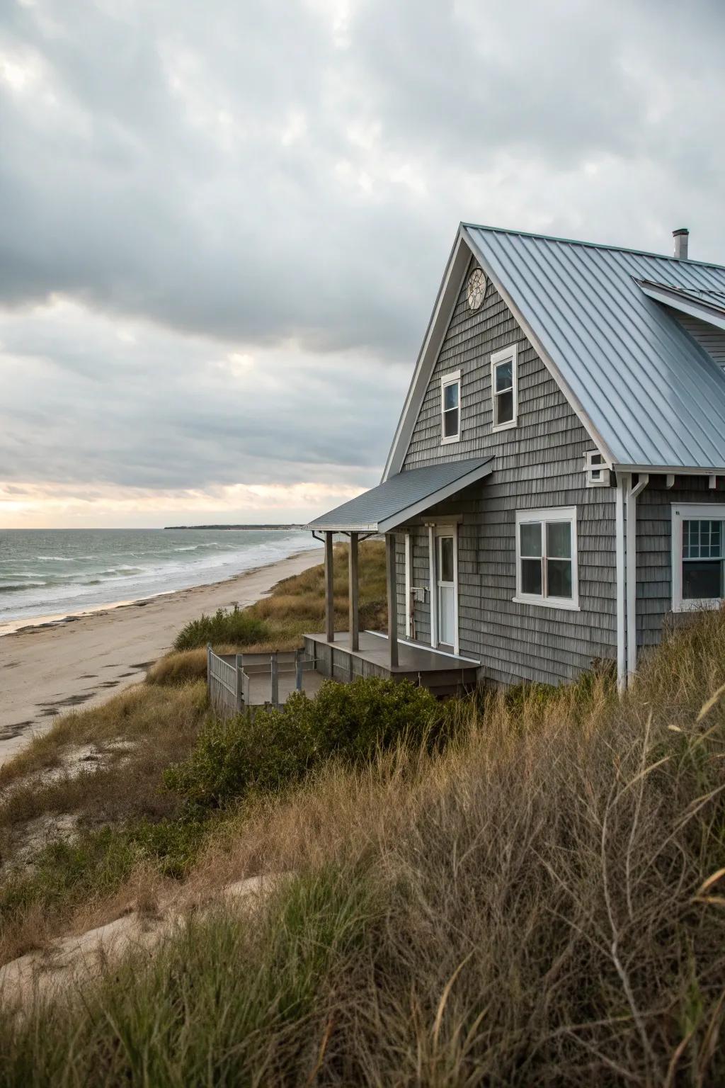 Metal accents add a modern touch to coastal homes.