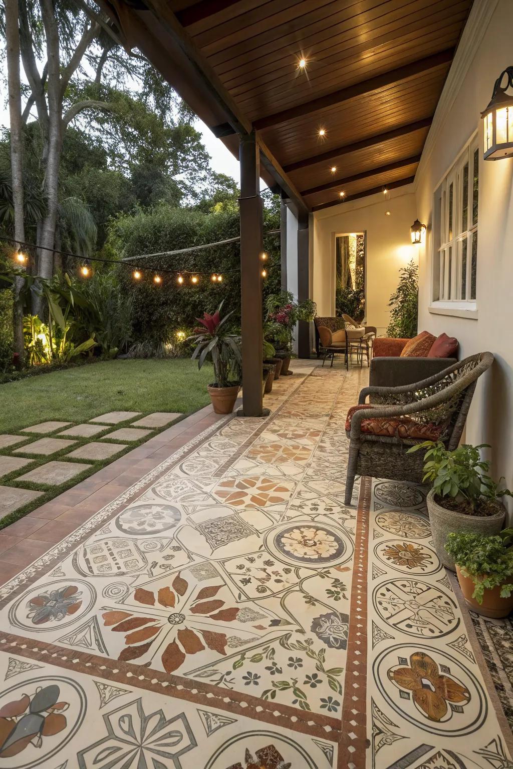 Creative flooring designs enhance the style of the patio