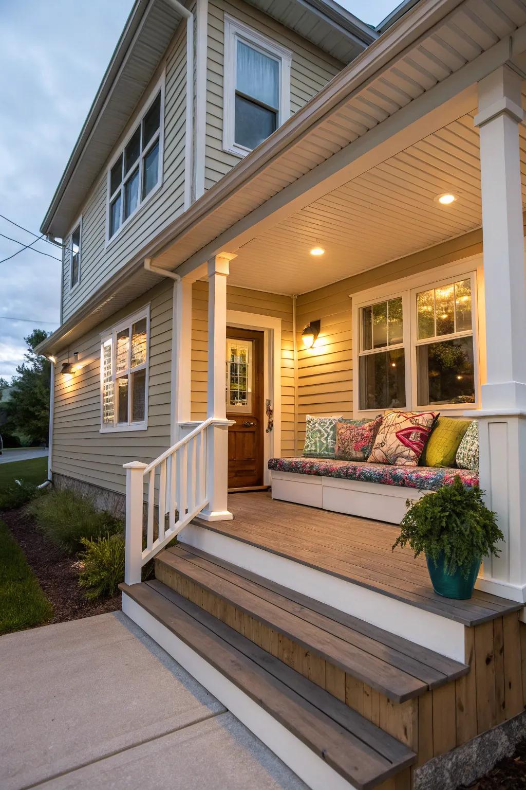 Built-in benches for functional seating.