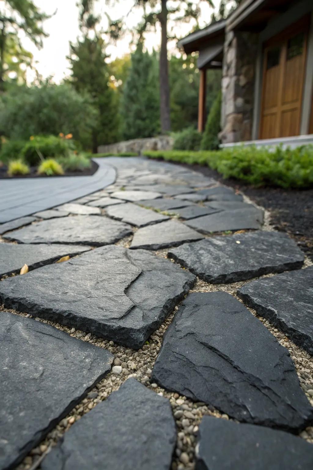 Black basalt offers sustainability and dramatic aesthetics.