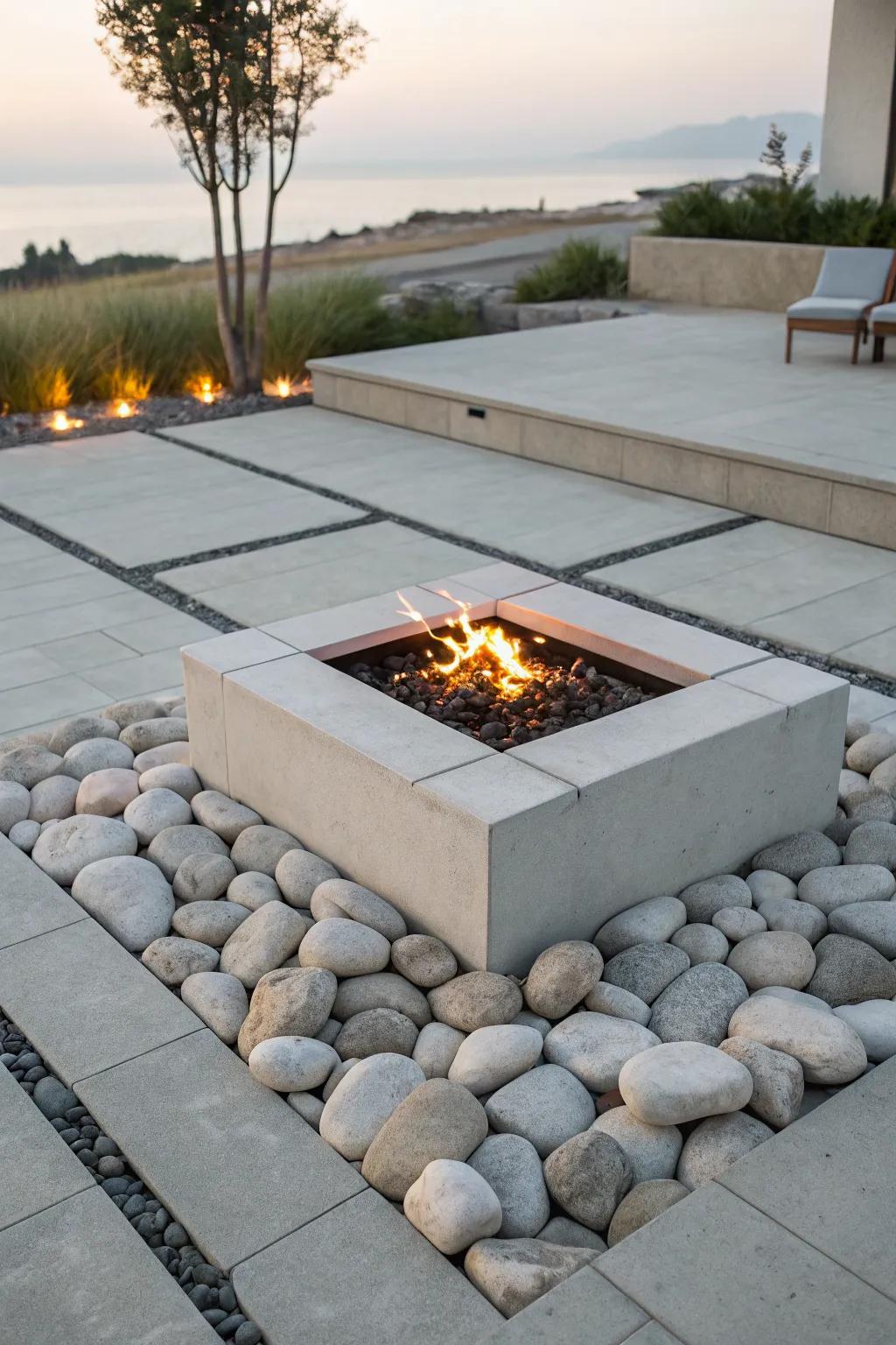 Simplicity and elegance with a minimalist block fire pit.