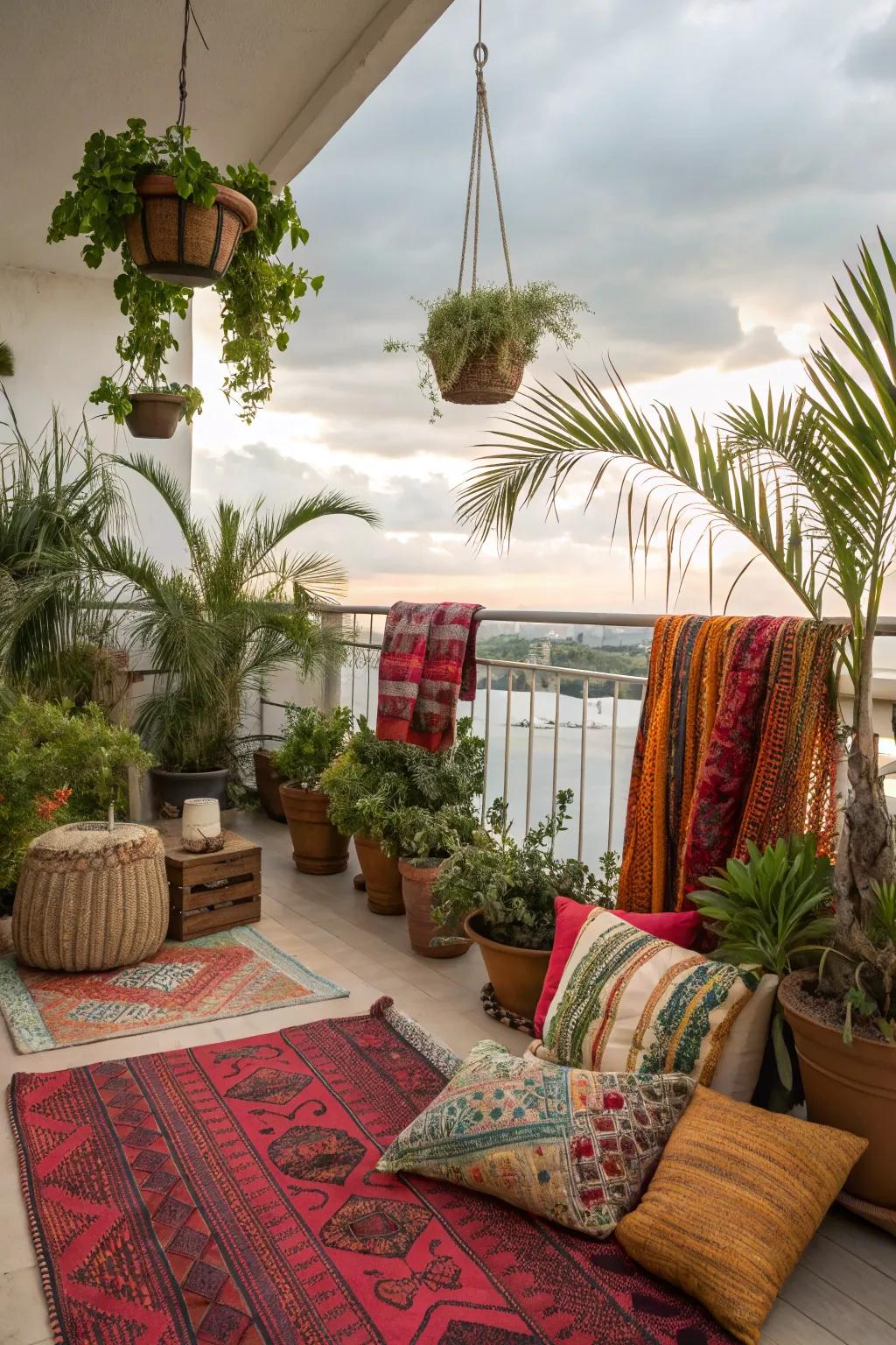Create a tropical paradise with lush plants and vibrant colors.