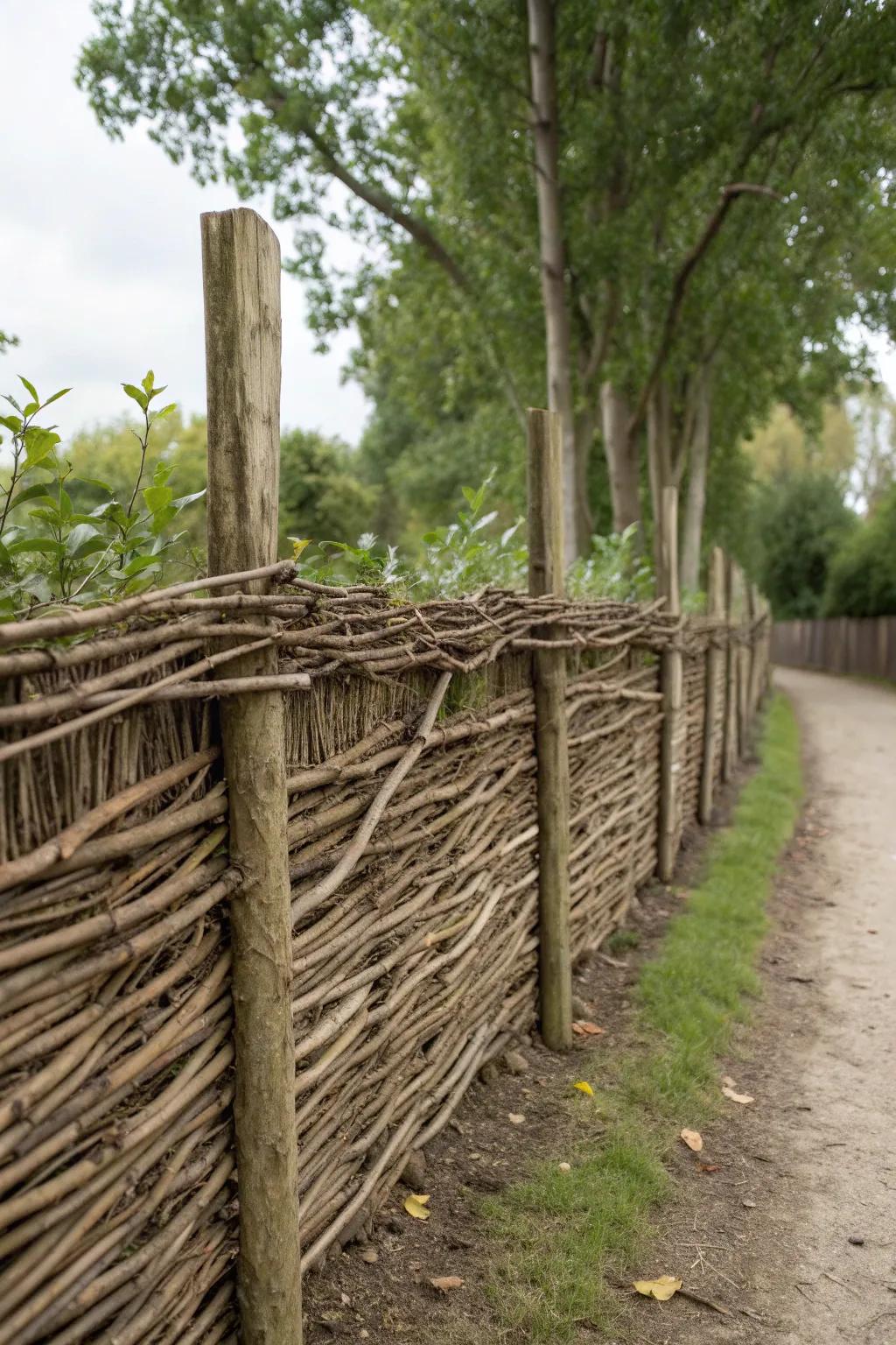 Brushwood panels offer a rustic and temporary solution.