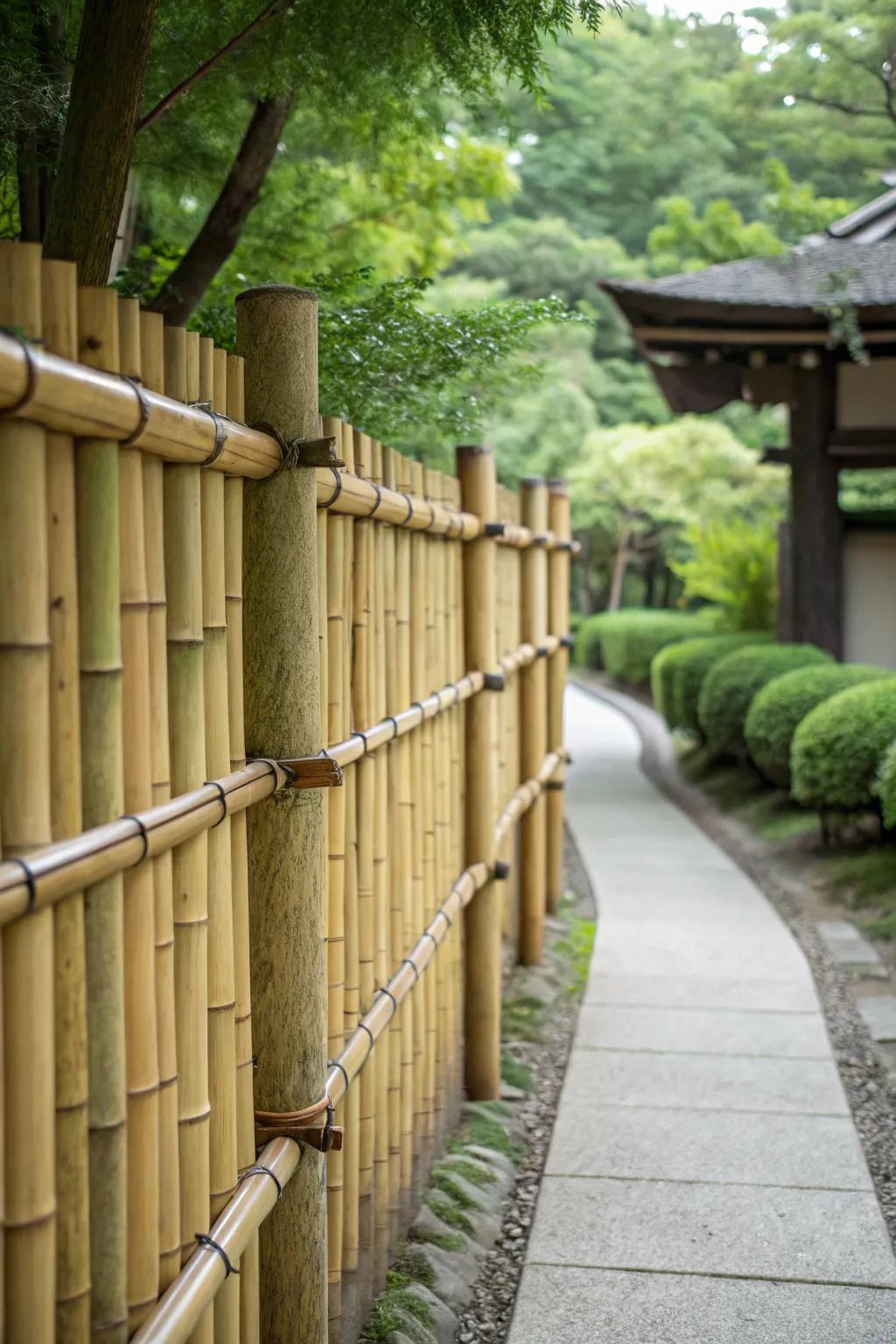 A tranquil and stylish bamboo fence.