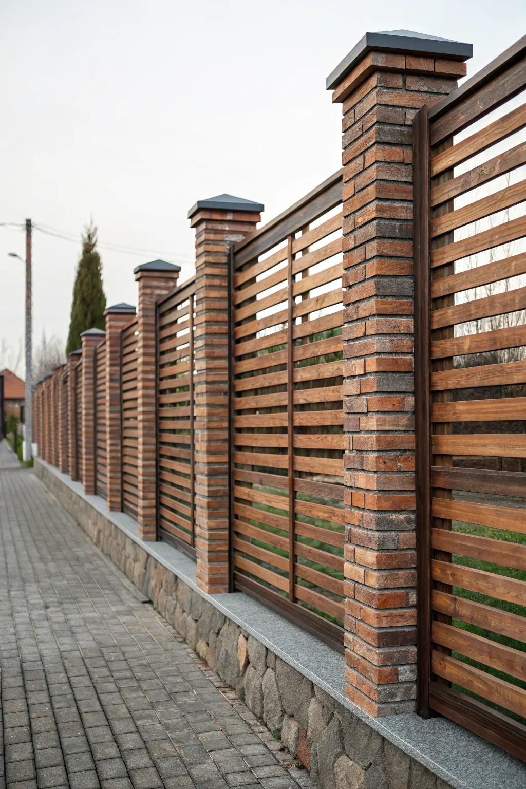 A dynamic fence with horizontal and vertical design elements