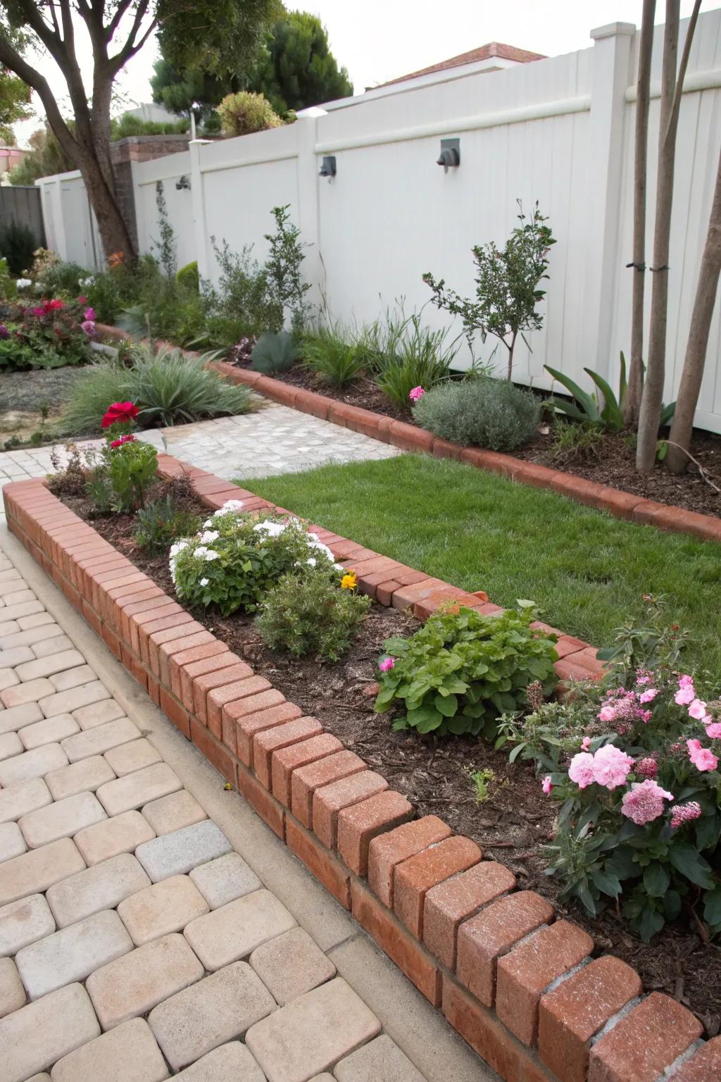 Minimalist brick designs highlight modern gardens.