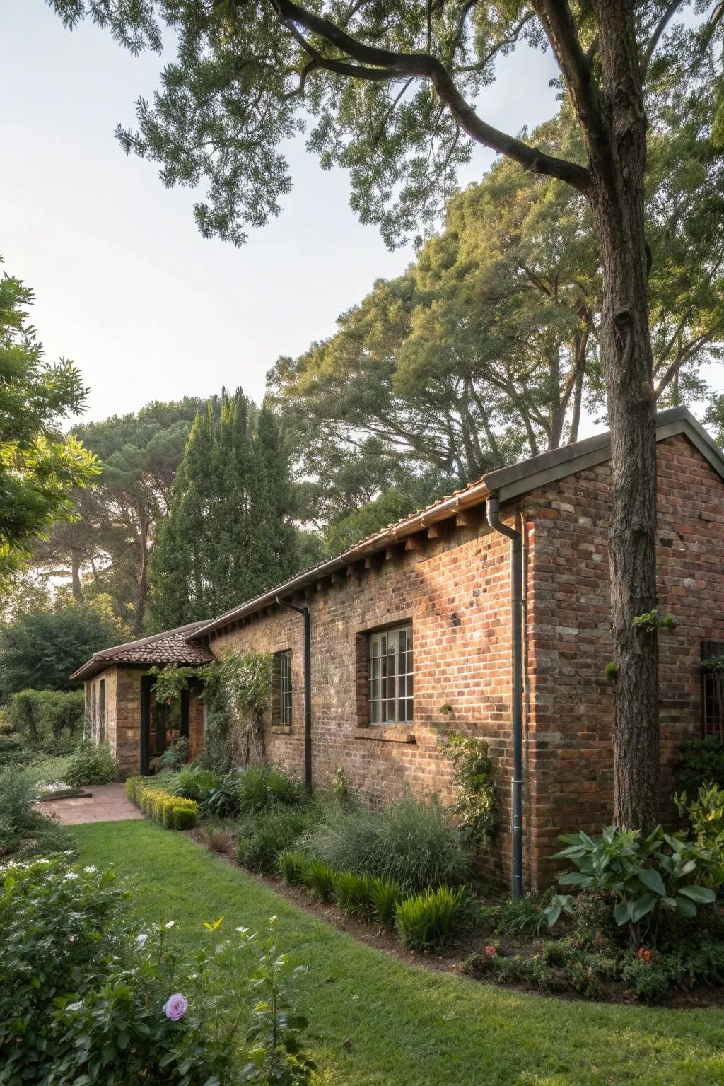 A home with reclaimed brick walls, adding history and charm.