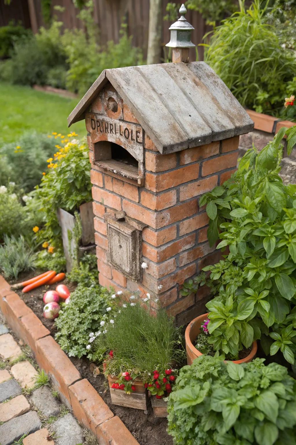 Edible plants add a practical and unique touch to this mailbox.
