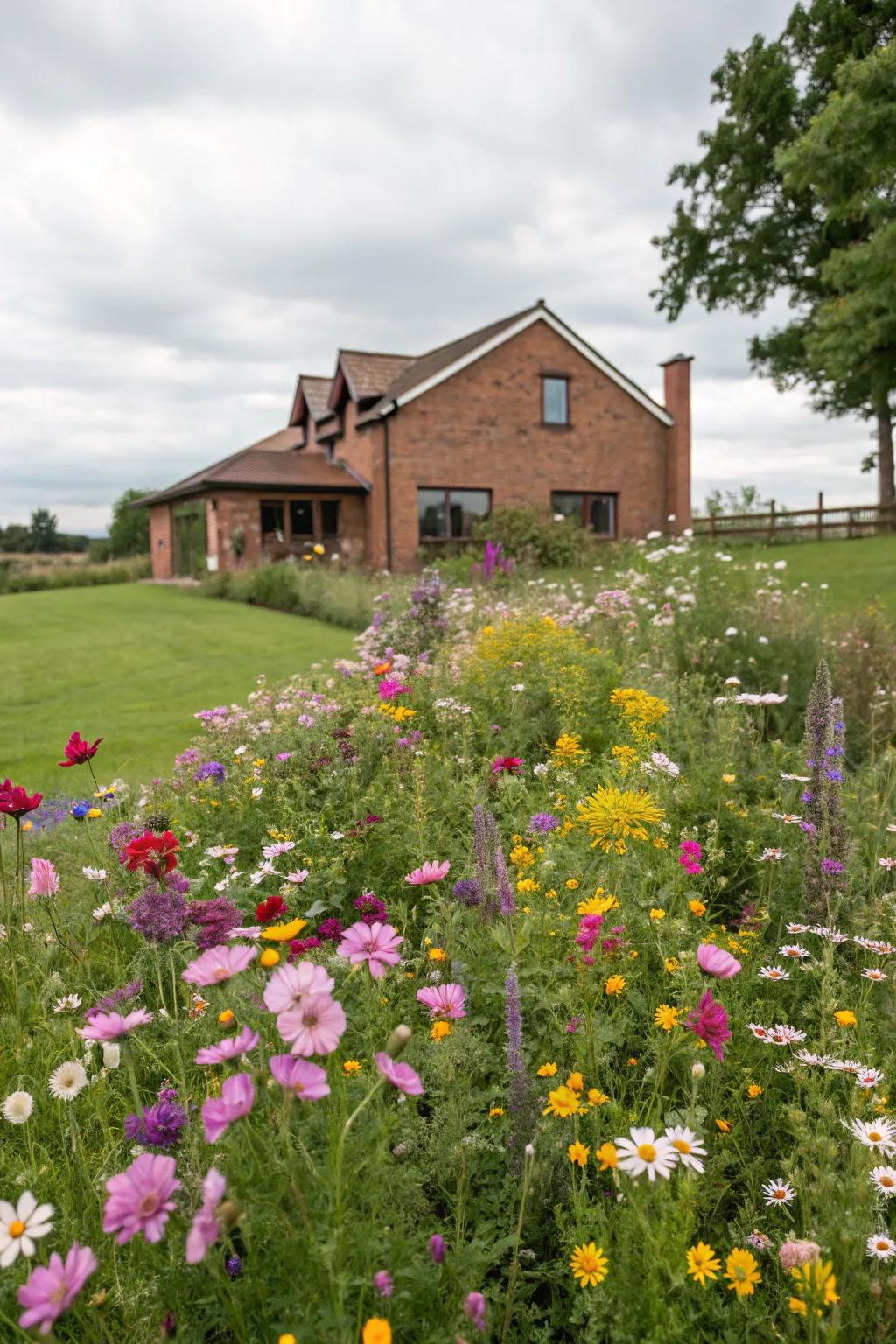 A wildflower meadow adds natural beauty and attracts wildlife.