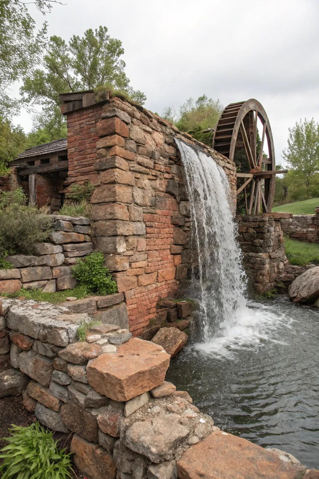 Embrace rustic charm with brick and stone.