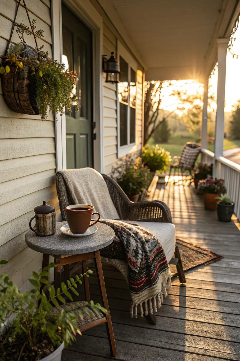 A coffee corner provides the perfect morning retreat.