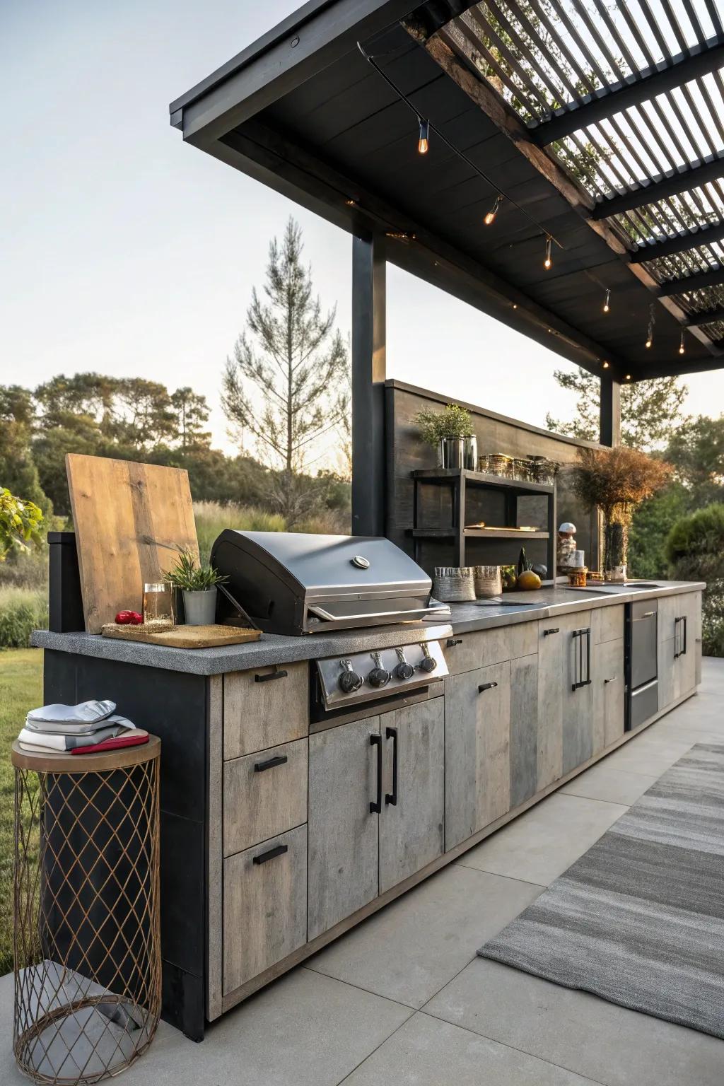 Industrial chic designs offer a bold, contemporary style for your grill.