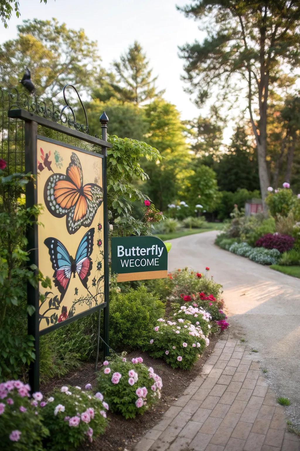 Welcome your guests with a butterfly-themed sign.