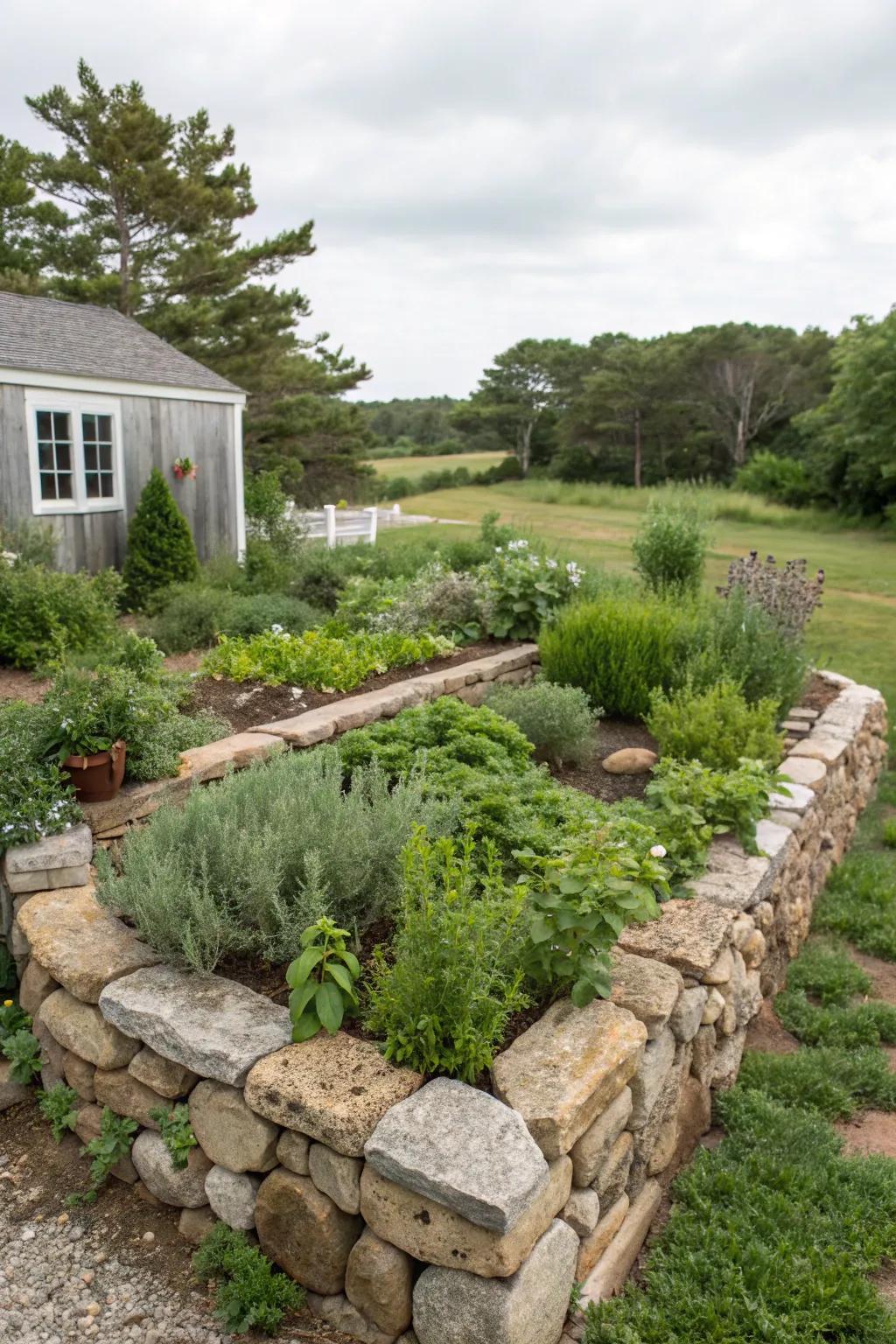 A rustic stone wall that adds timeless character to your garden.