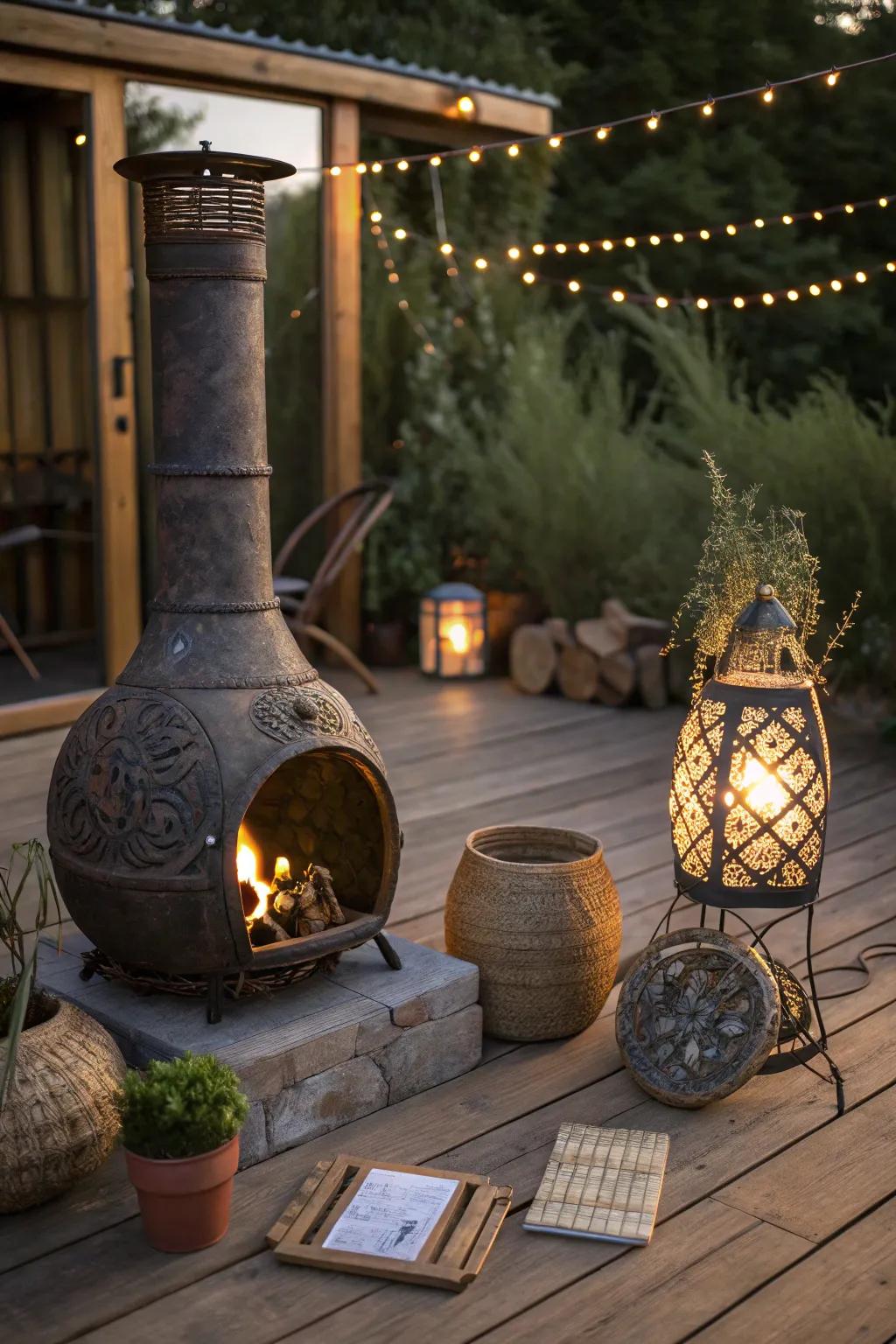 Go green with eco-friendly upgrades around your chiminea.