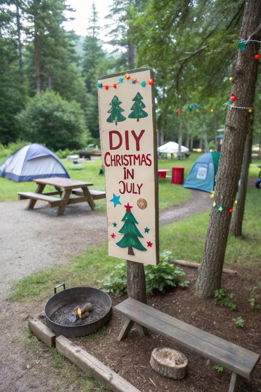 Festive signage enhances the holiday atmosphere at your campsite.