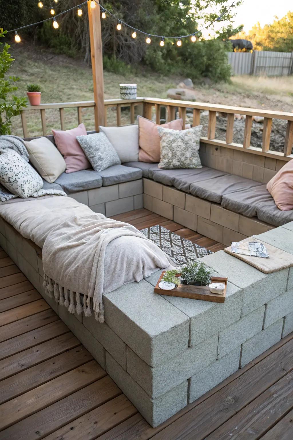 A sunken lounge invites you to relax in a cozy, intimate setting.