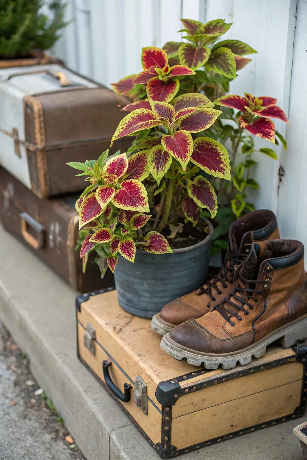 Creative Recycling: Coleus in Unusual Planters