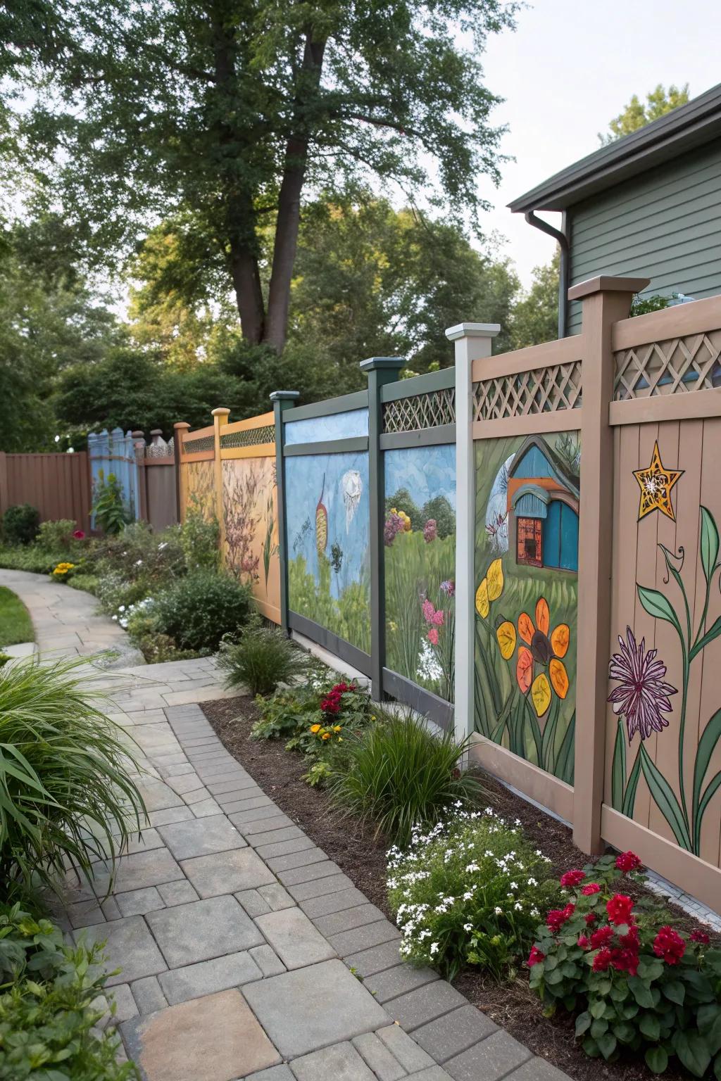 Artistic elements turn a composite fence into a personalized work of art.