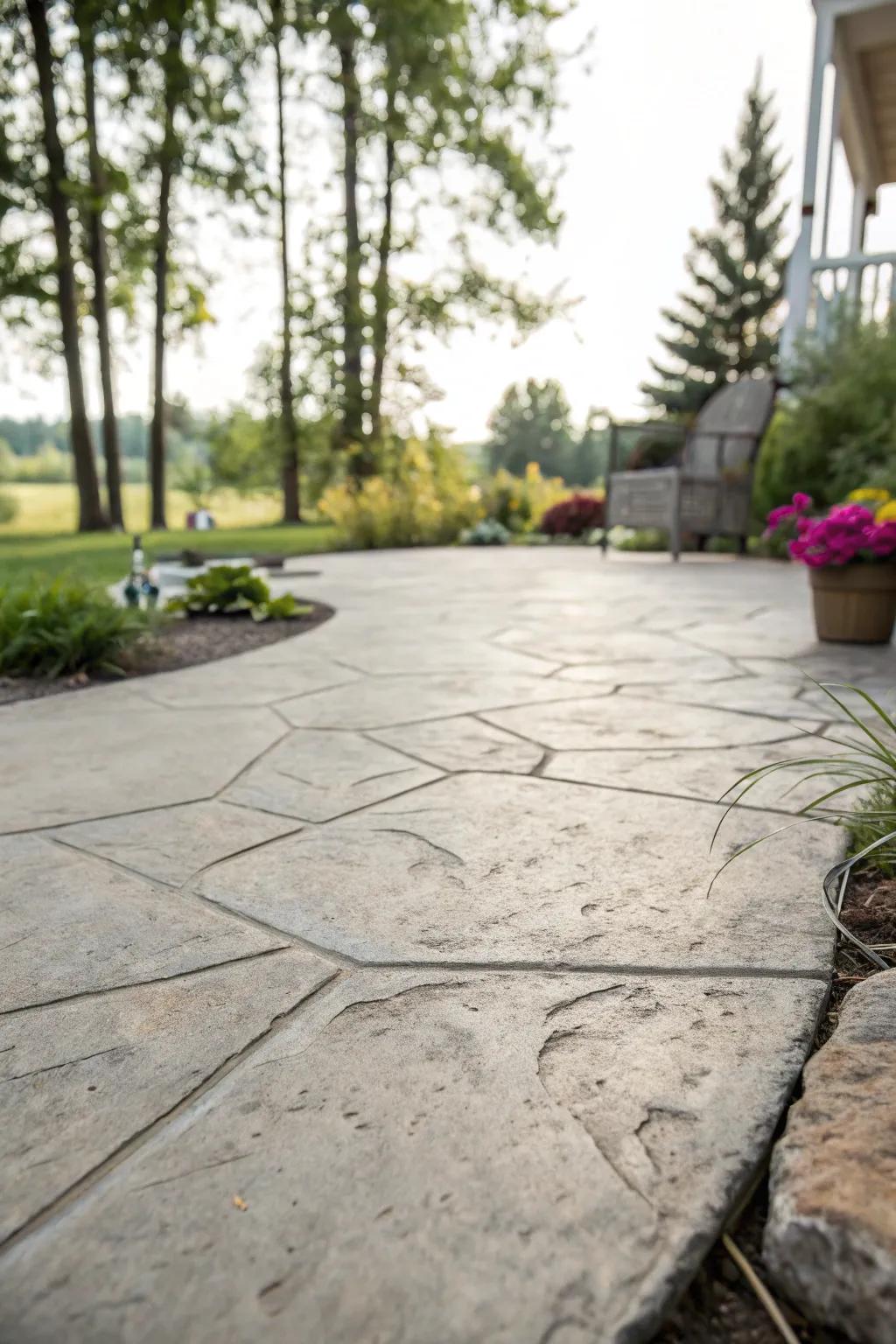 A patio with natural stone illusion for timeless elegance.