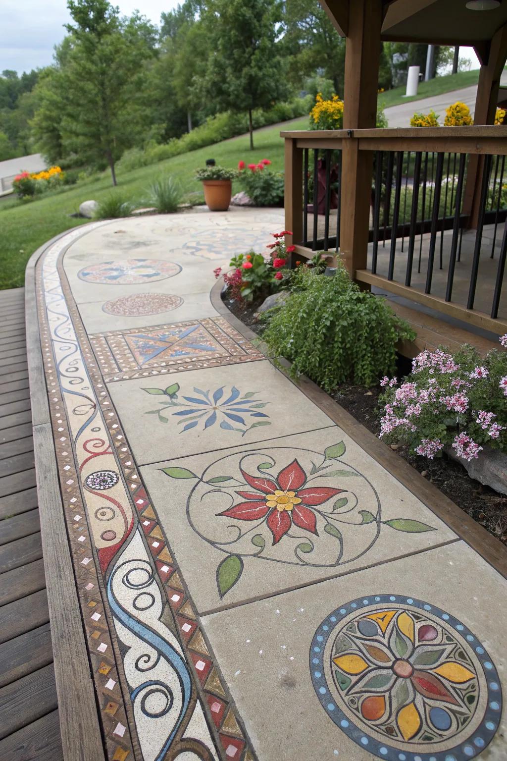 Artistic inlays personalize your deck's surface.