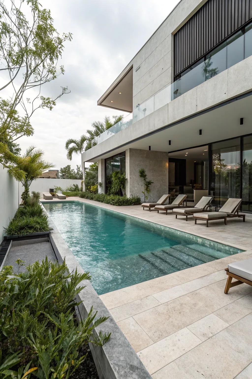 A stylish and functional pool area for endless relaxation.