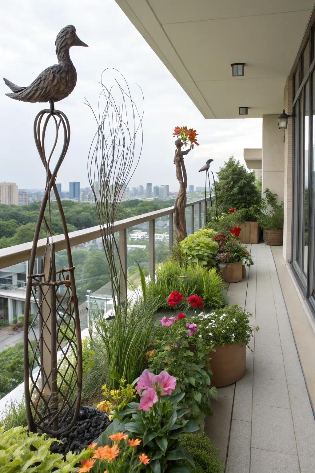 Art pieces add personality to the garden