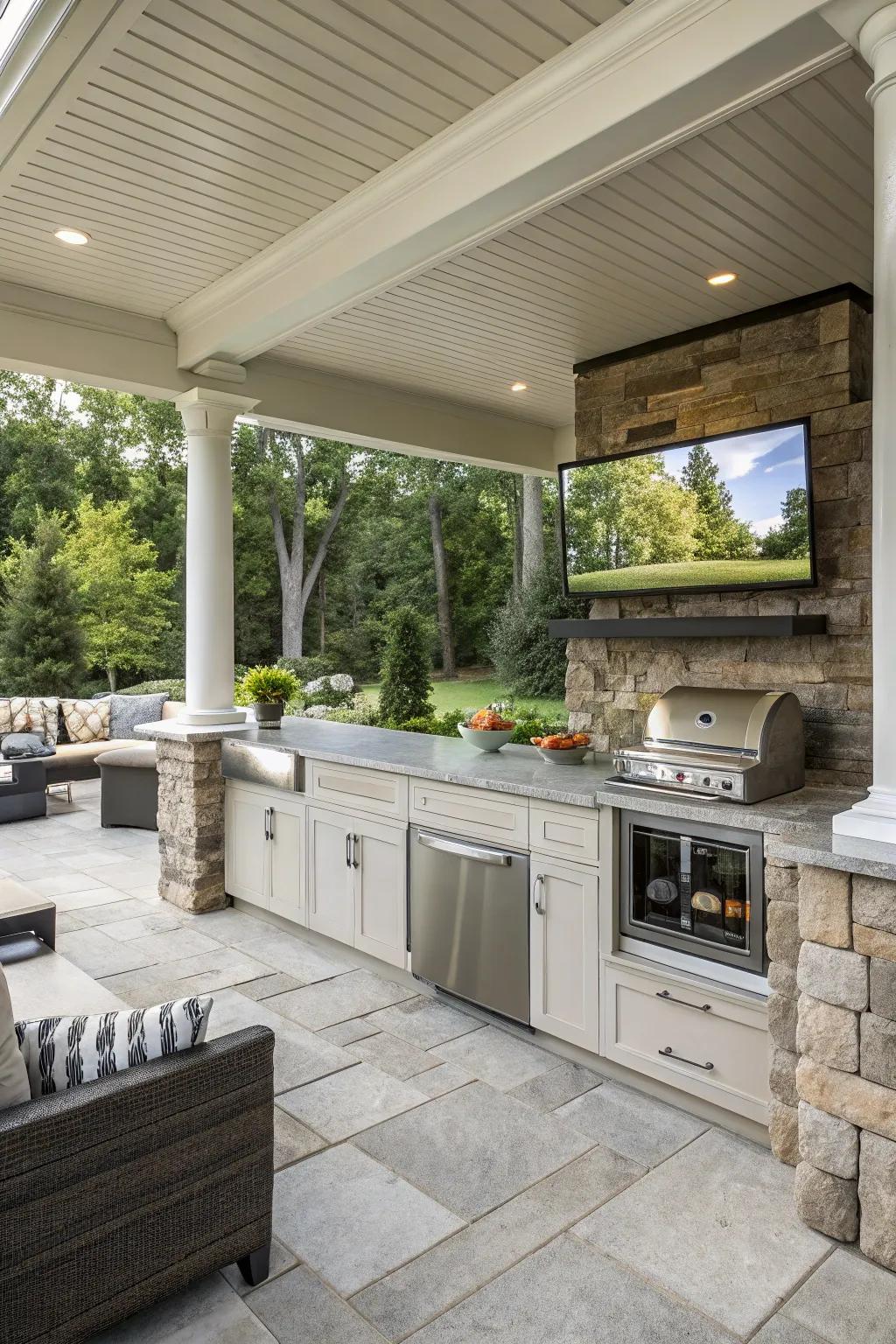 An entertainment setup turns your kitchen into a social hotspot.