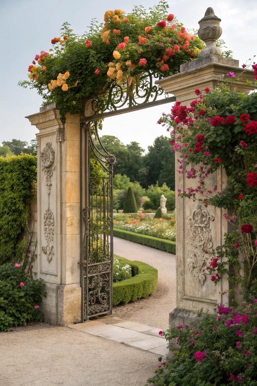 An enchanting gate invites exploration and wonder in the garden.