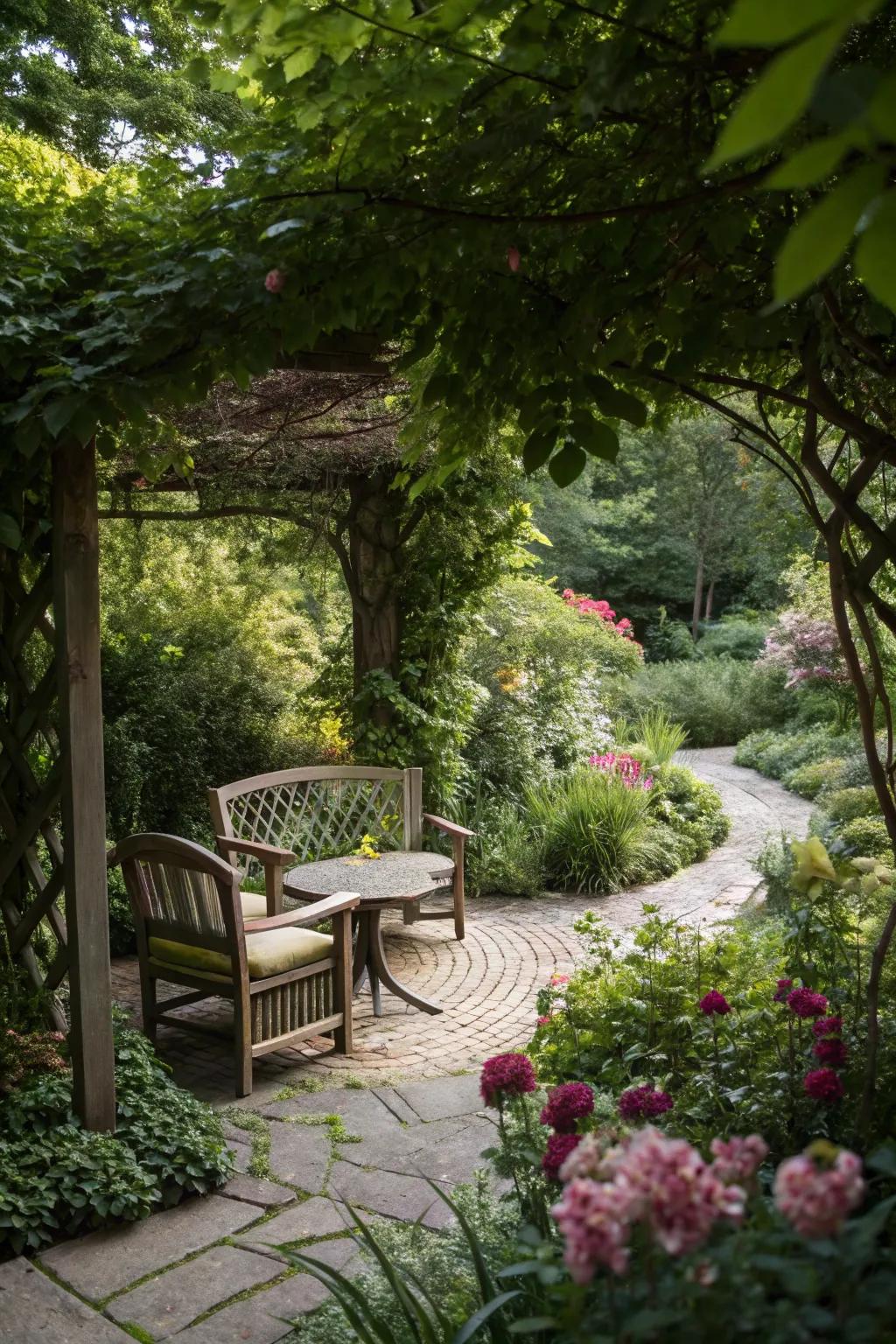 A secret garden nook offering a peaceful retreat.