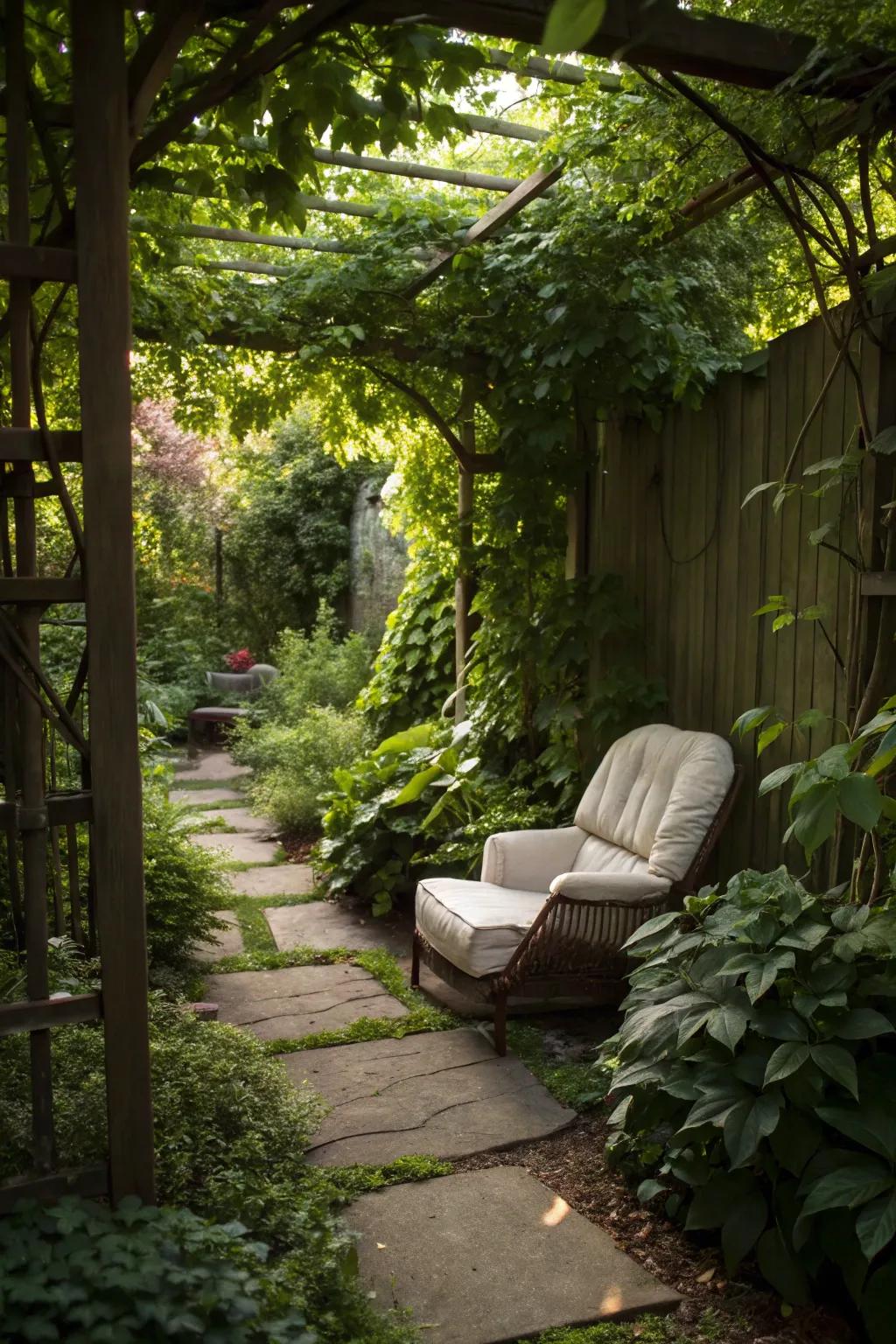 Intimate garden spaces invite relaxation and reflection.
