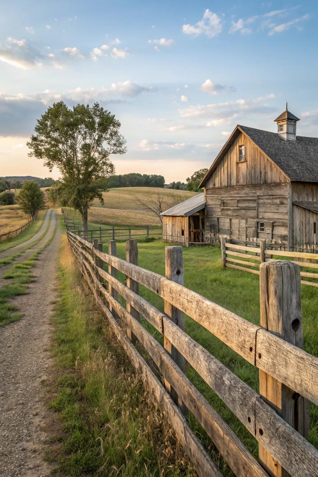 A barnwood fence adds historical charm to any setting.
