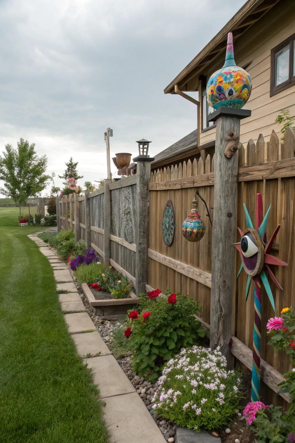 Art installations turn fences into creative expressions.