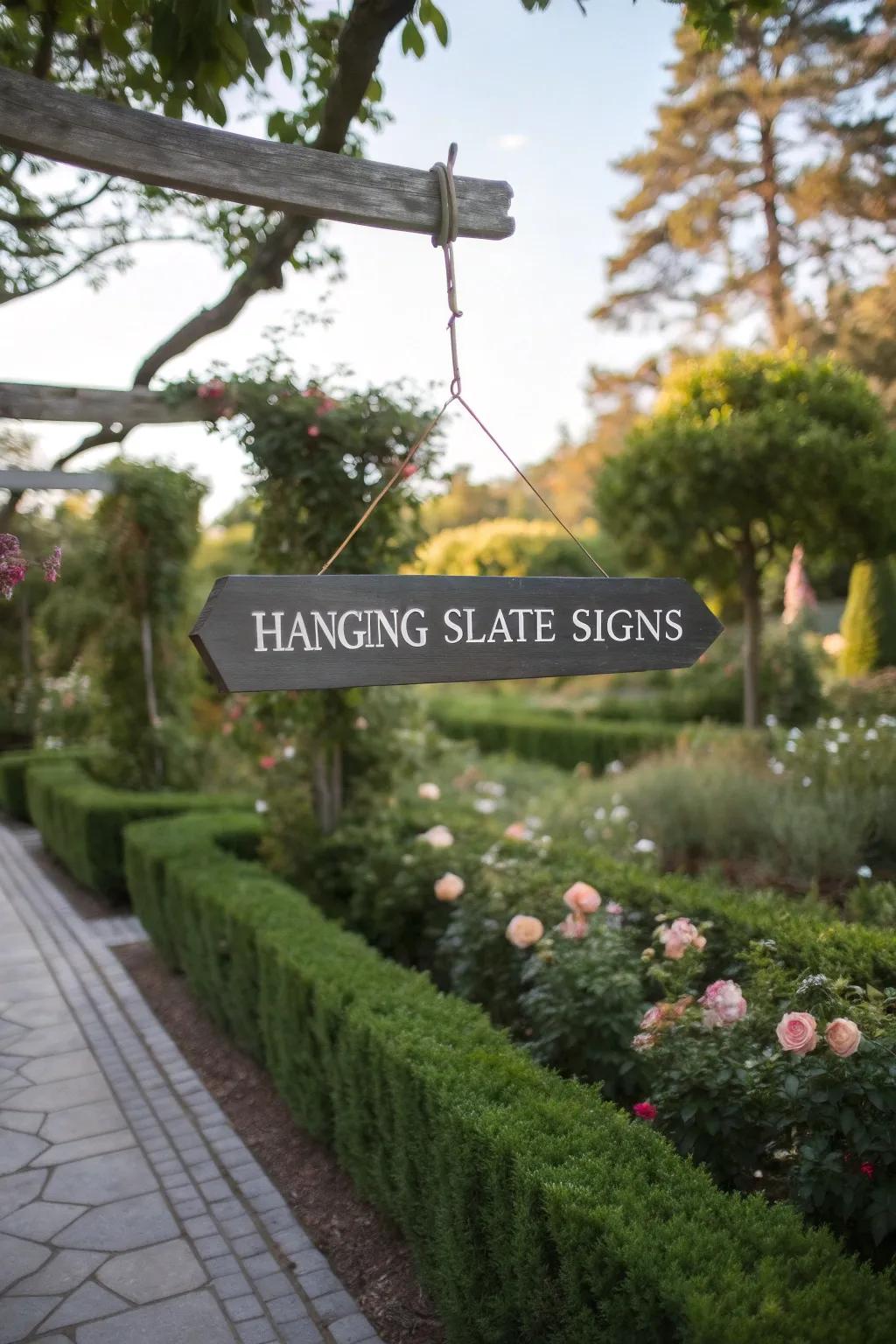 Label your garden sections with stylish hanging slate signs.