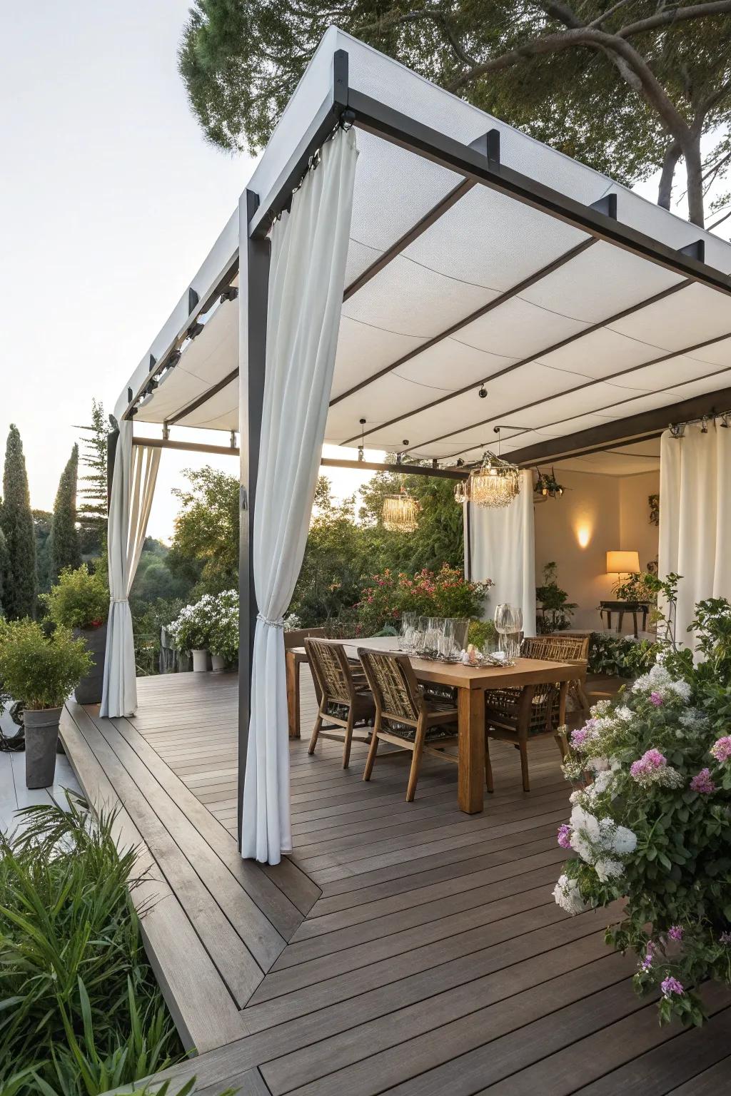 Overhead canopies extend your deck's usability in all weather.
